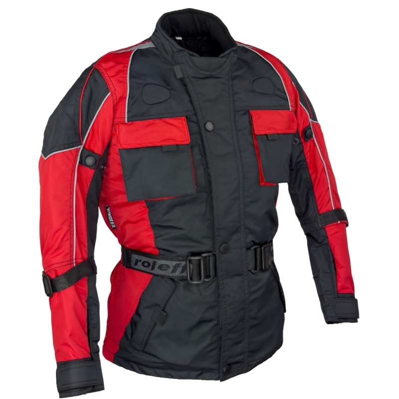 Kindermotorjas Roleff Taslan zwart-rood