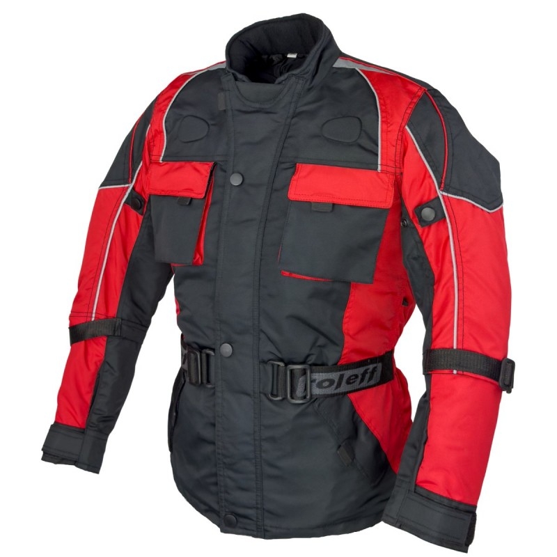 Kindermotorjas Roleff Taslan zwart-rood