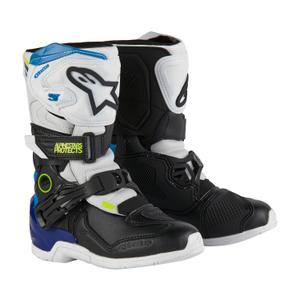 Alpinestars Tech 3S Kids 2024 Wit-Zwart-Blauw Motorfietslaarzen voor kinderen