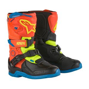 Alpinestars Tech 3S Kids 2024 Fluo Orange-Blue-Fluo Yellow-Black Motorfietslaarzen voor kinderen
