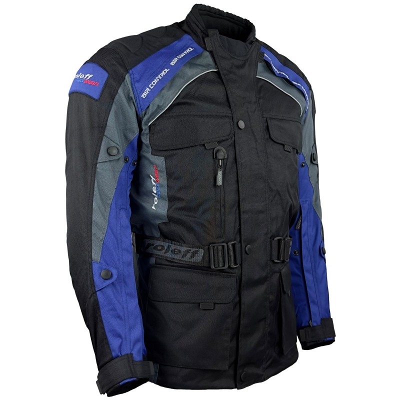 Roleff Liverpool zwart en blauw motorjack