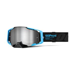 Motorcrossbril 100% ARMEGA Barely 2 blauw-zwart (gespiegeld zilver plexi)