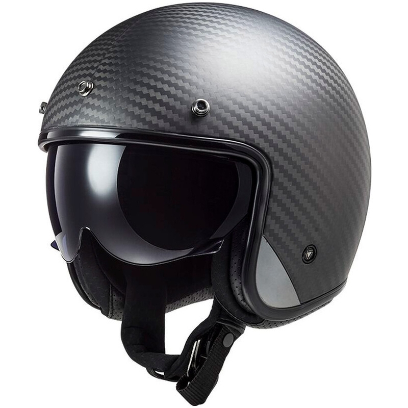 Open Motorhelm LS2 OF601 Bob II Carbon Solid Black Matte