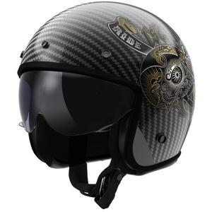 Open Motorfietshelm LS2 OF601 Bob II Carbon Custom Zwart Glans