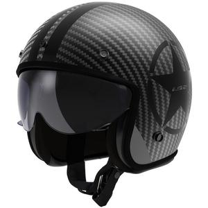 Open Motorfietshelm LS2 OF601 Bob II Carbon Star Zwart Mat