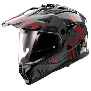Enduro motorhelm LS2 MX702 PIONEER II CRAZY zwart-rood