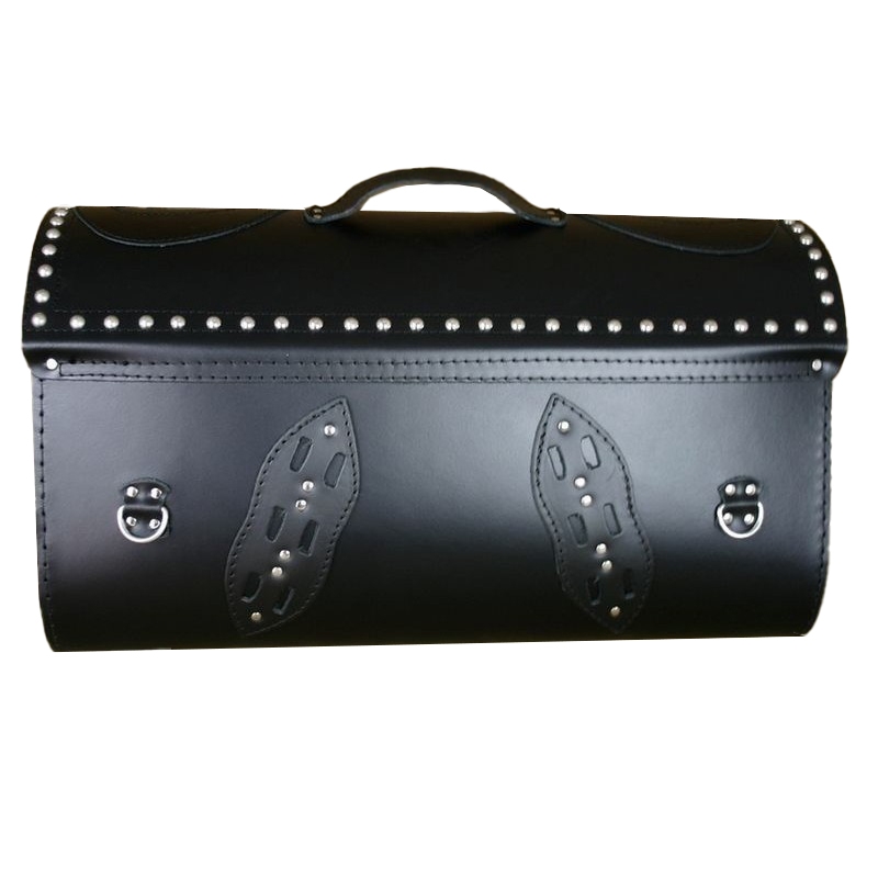 RSA K22 Black Demon zwart lederen motortas met klinknagels 42 l