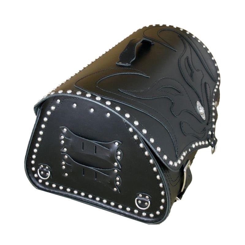 RSA K22 Black Demon zwart lederen motortas met klinknagels 42 l
