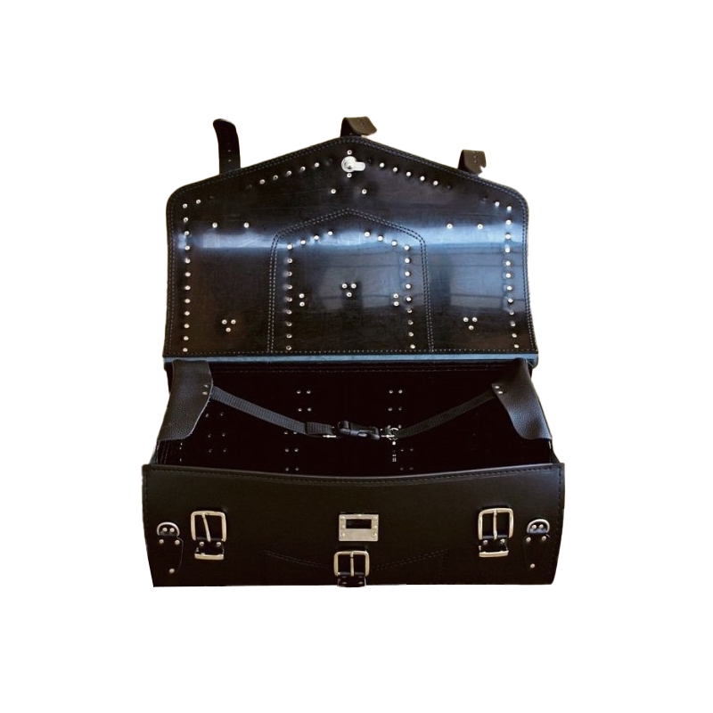 Leren tas met slot RSA K182 zwart met klinknagels 57 l