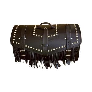 Leren tas met slot RSA K182 zwart met franje 57 l