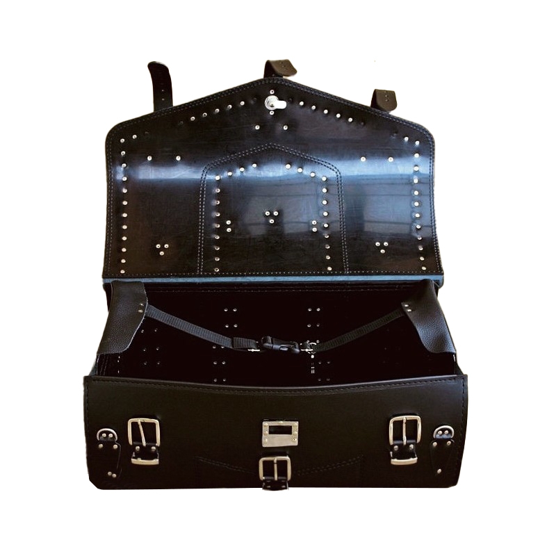 Leren tas met slot RSA K182 zwart met franje 57 l