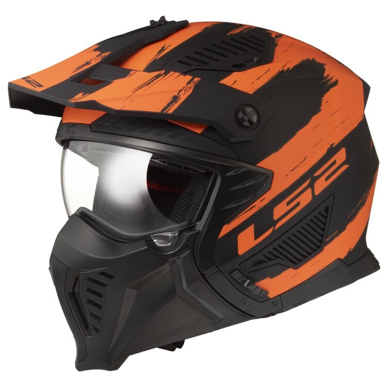 Helma na motorku LS2 OF606 Drifter Mud černo-oranžová matná