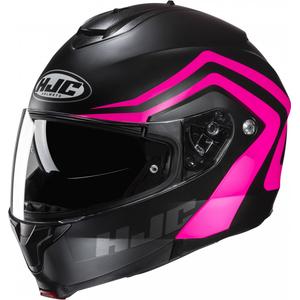 Opklapbare motorhelm HJC C91N Nepos MC8SF zwart en roze
