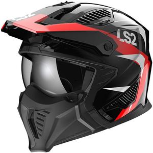 Motorhelm LS2 OF606 Drifter Triality zwart-rood
