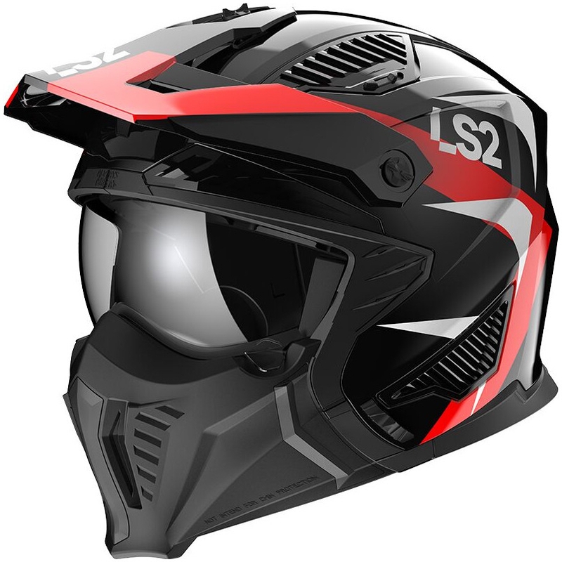 Motorhelm LS2 OF606 Drifter Triality zwart-rood