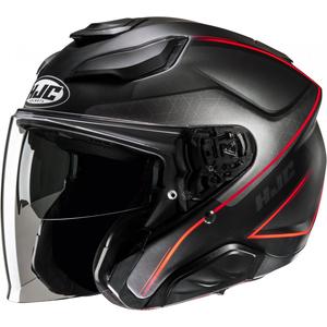 Open motorhelm HJC F31 Ludi MC1SF zwart-rood