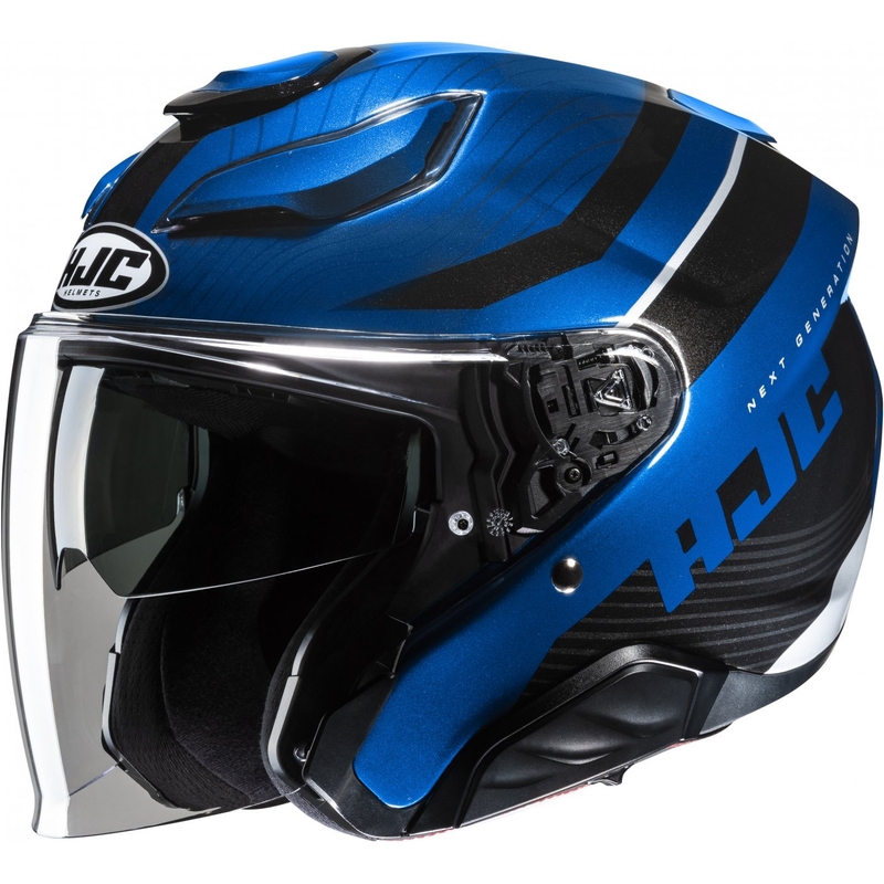 Open motorhelm HJC F31 Naby MC2 zwart-blauw