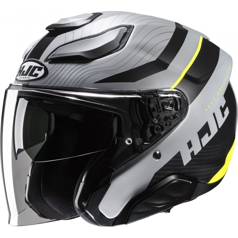 Open motorhelm HJC F31 Naby MC3HSF grijs-zwart-fluogeel