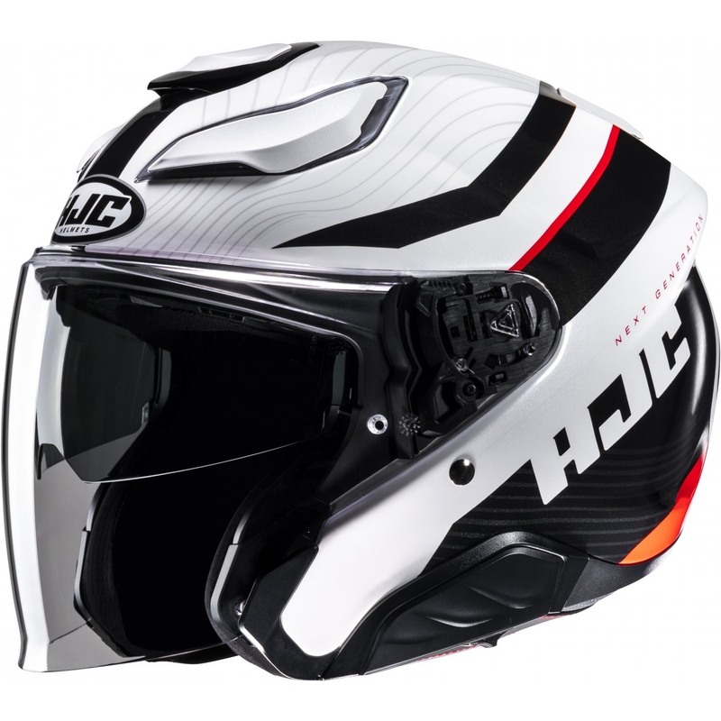 Open motorhelm HJC F31 Naby MC1 wit-zwart-rood