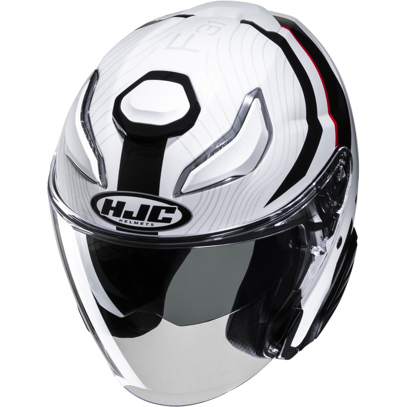Open motorhelm HJC F31 Naby MC1 wit-zwart-rood