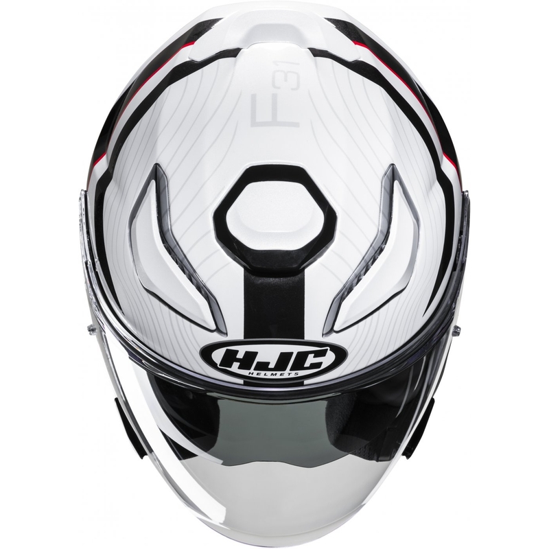 Open motorhelm HJC F31 Naby MC1 wit-zwart-rood