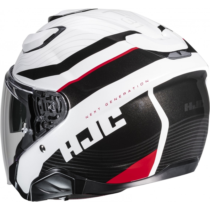 Open motorhelm HJC F31 Naby MC1 wit-zwart-rood