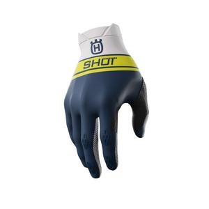 Motorcross handschoenen Shot Aerolite Husqvarna LE 2024 wit-blauw uitverkoop