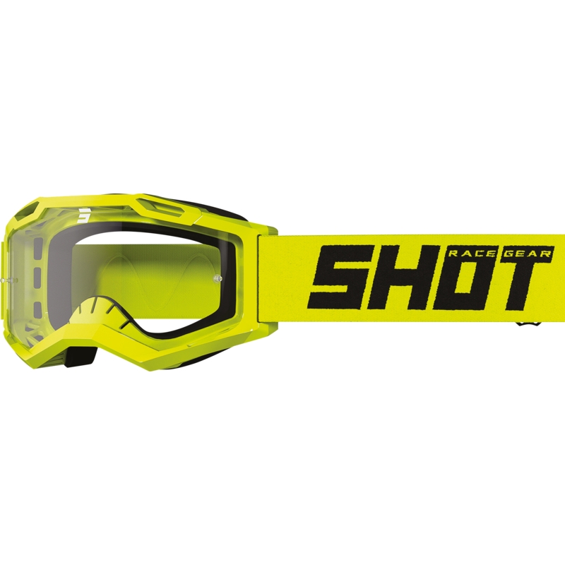 Kinder motorcrossbril Shot Rocket Kid 2.0 fluo geel (helder plexi)