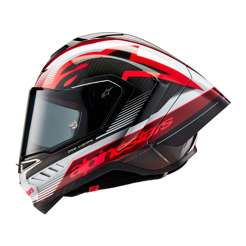 Alpinestars Supertech R-10 Team carbon rood en witte integraal motorhelm