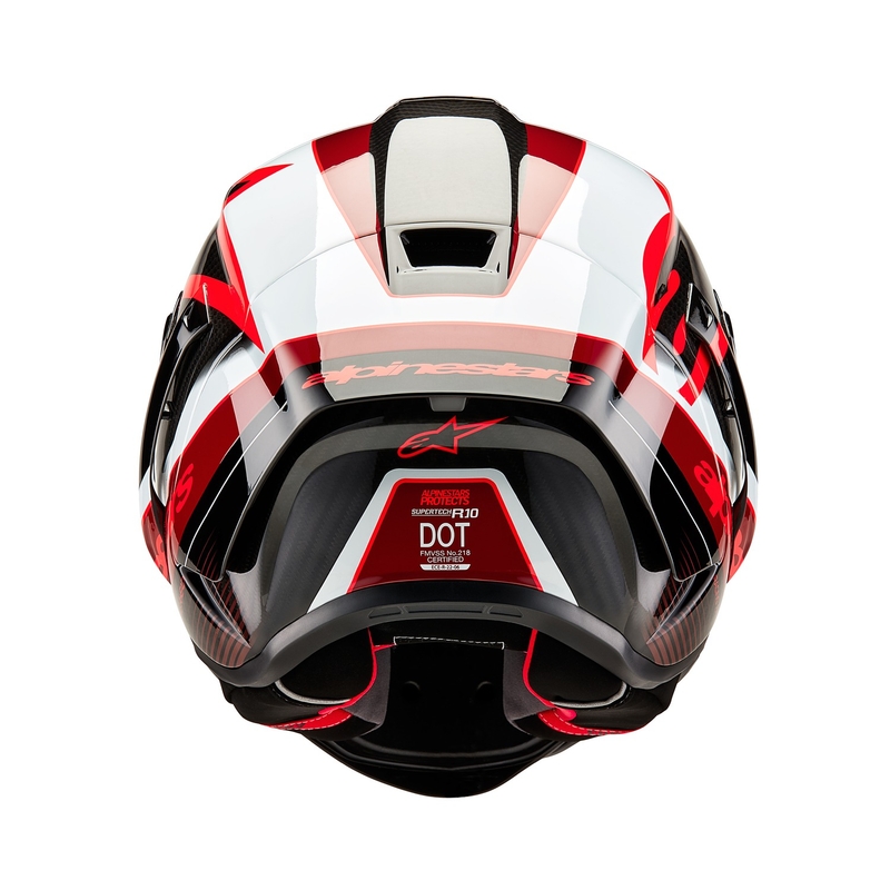 Alpinestars Supertech R-10 Team carbon rood en witte integraal motorhelm