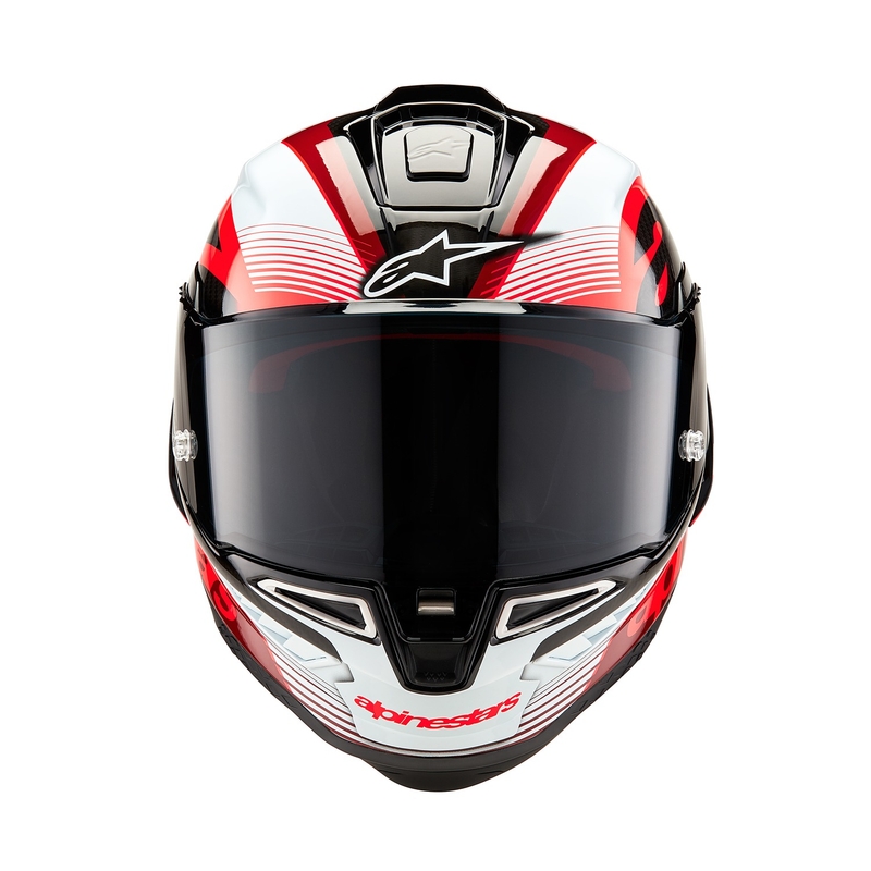 Alpinestars Supertech R-10 Team carbon rood en witte integraal motorhelm
