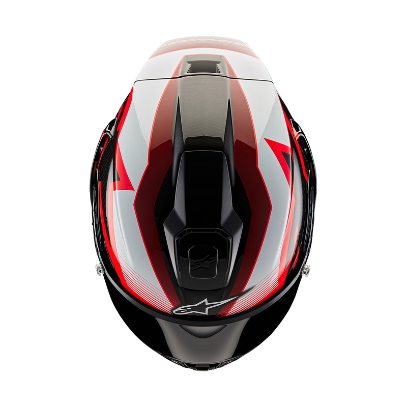 Alpinestars Supertech R-10 Team carbon rood en witte integraal motorhelm