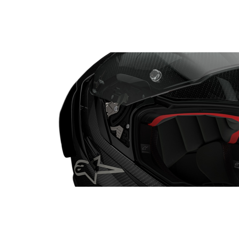Alpinestars Supertech R-10 Team carbon rood en witte integraal motorhelm