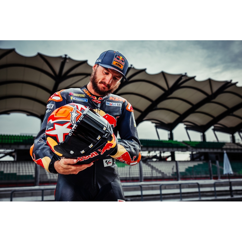 Alpinestars Supertech R-10 Team carbon rood en witte integraal motorhelm