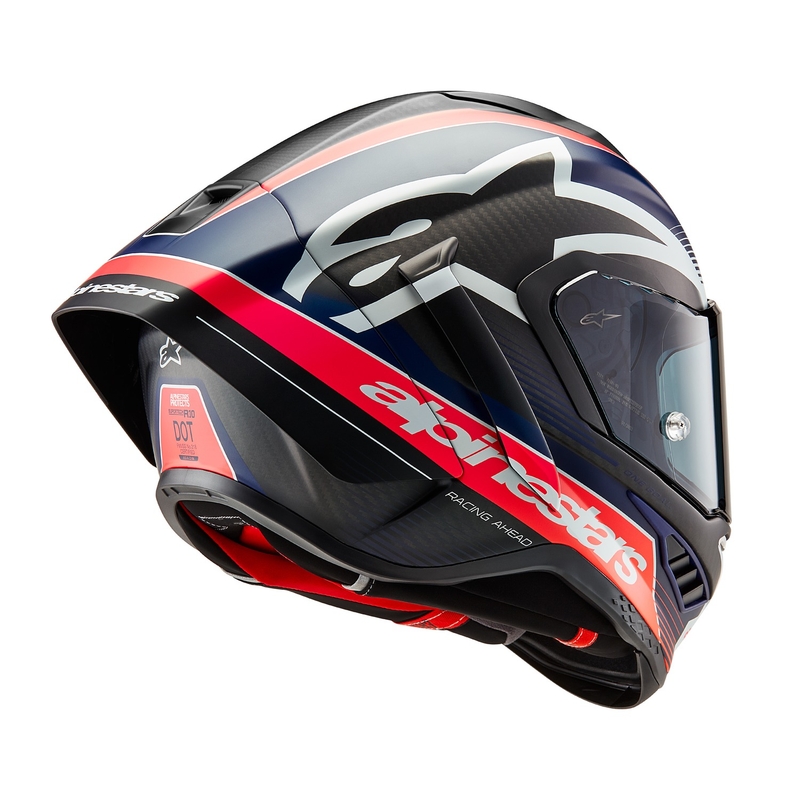 Integraal motorhelm Alpinestars Supertech R-10 Team carbon fluo rood-blauw-wit mat