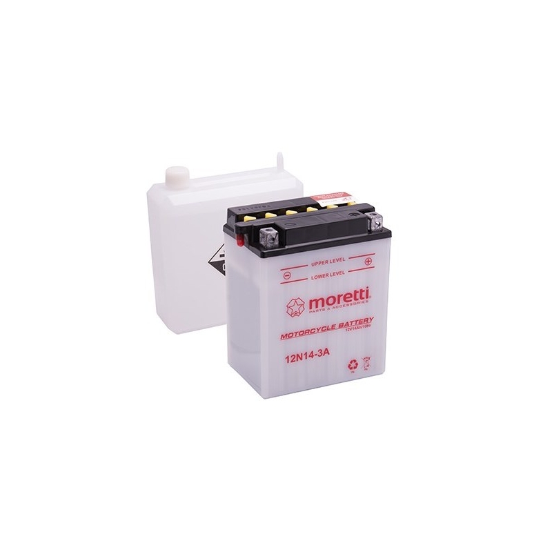 Konvenční motocyklová baterie Moretti 12N7-3A, 12V 7Ah