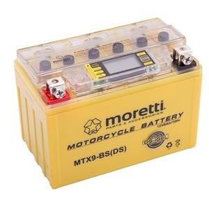 Moretti MTX9-BS onderhoudsvrije gelbatterij, 12V 8Ah met spanningsmeter