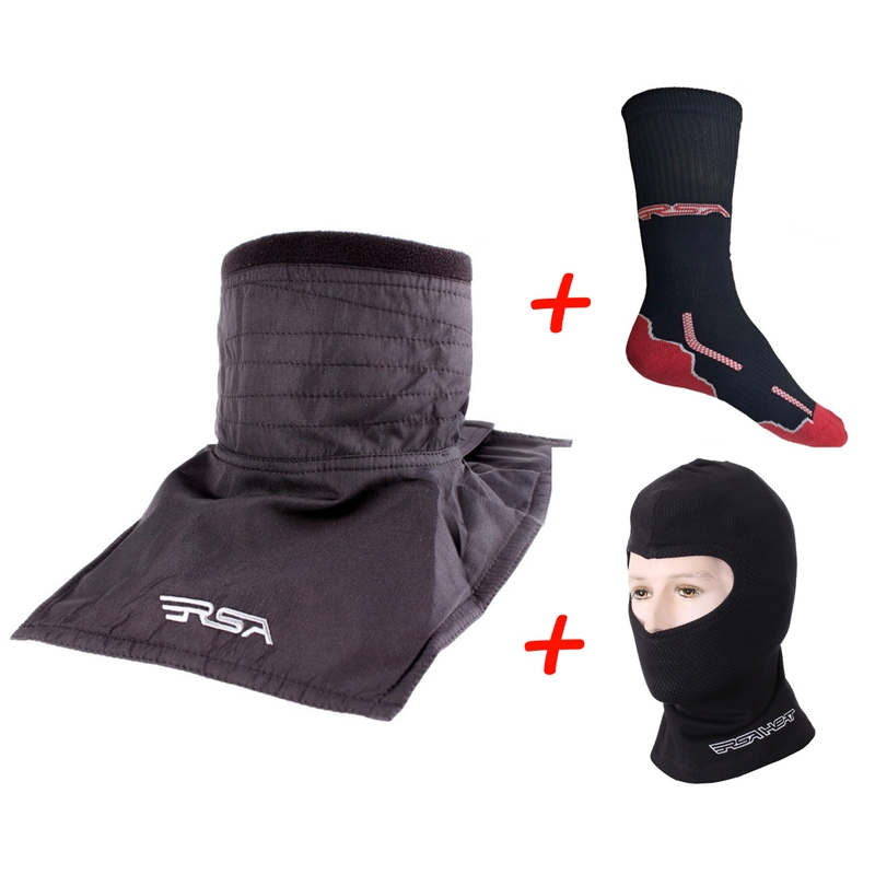 SET: RSA Soul nekwarmer + RSA Heat thermische bivakmuts + RSA Classic functionele sokken