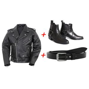 SET: RSA KW paardenlaarzen + RSA Classic leren riem + RSA Crooked leren jack