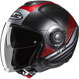 Open motorhelm HJC i40N Dova MC1SF zwart-grijs-rood