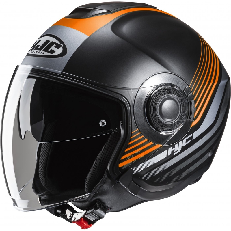 Open motorhelm HJC i40N Dova MC7SF zwart-grijs-oranje