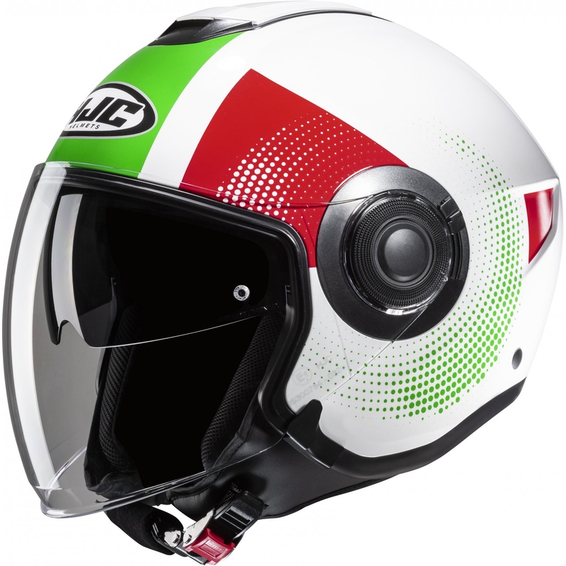 Open motorhelm HJC i40N Pyle MC41 rood-groen-wit