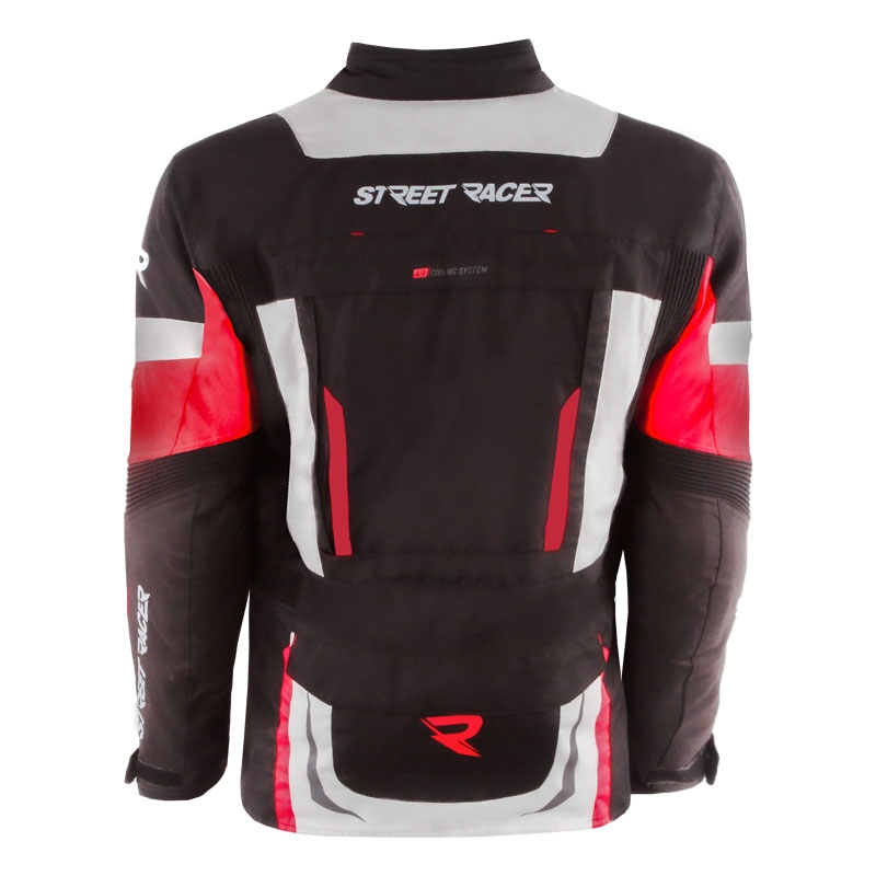 Street Racer Hilax zwart-grijs-rode motorjas