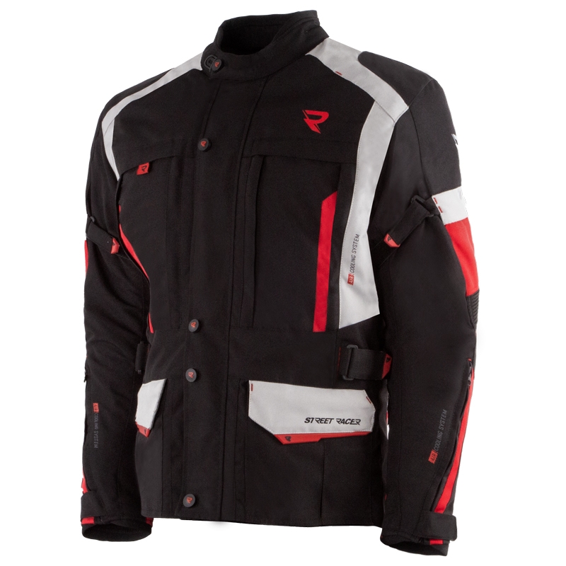 Street Racer Hilax zwart-grijs-rode motorjas