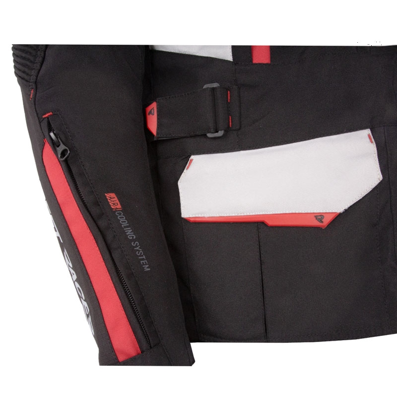 Street Racer Hilax zwart-grijs-rode motorjas