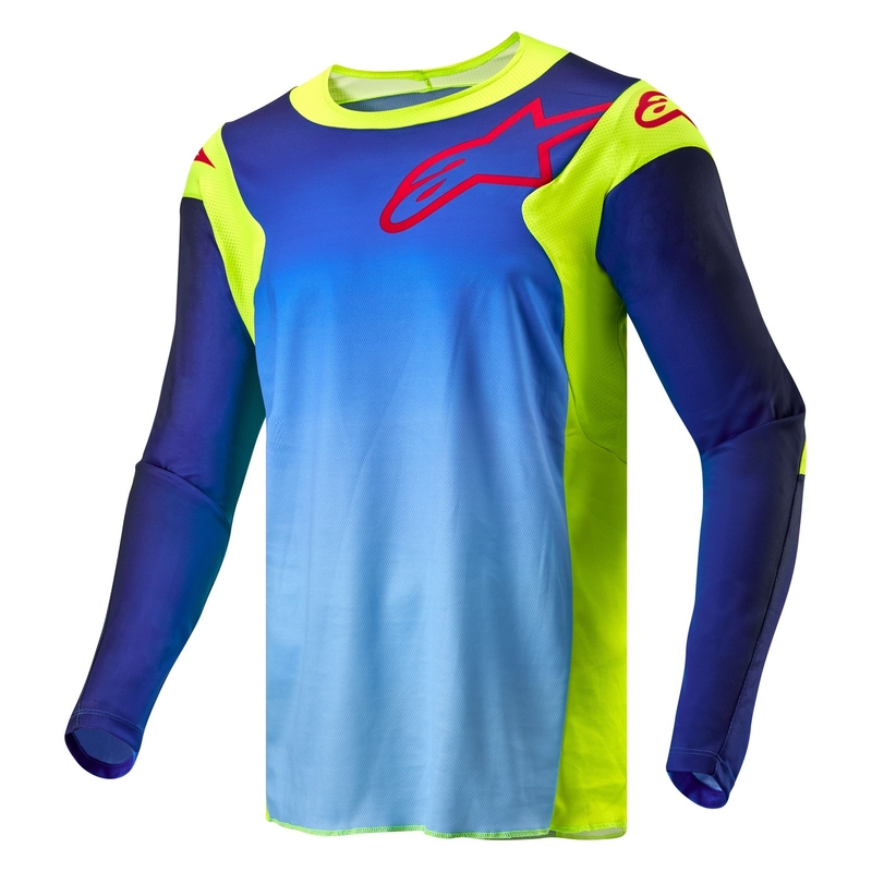 Alpinestars Racer Hoen motocross shirt fluo geel-blauw-rood