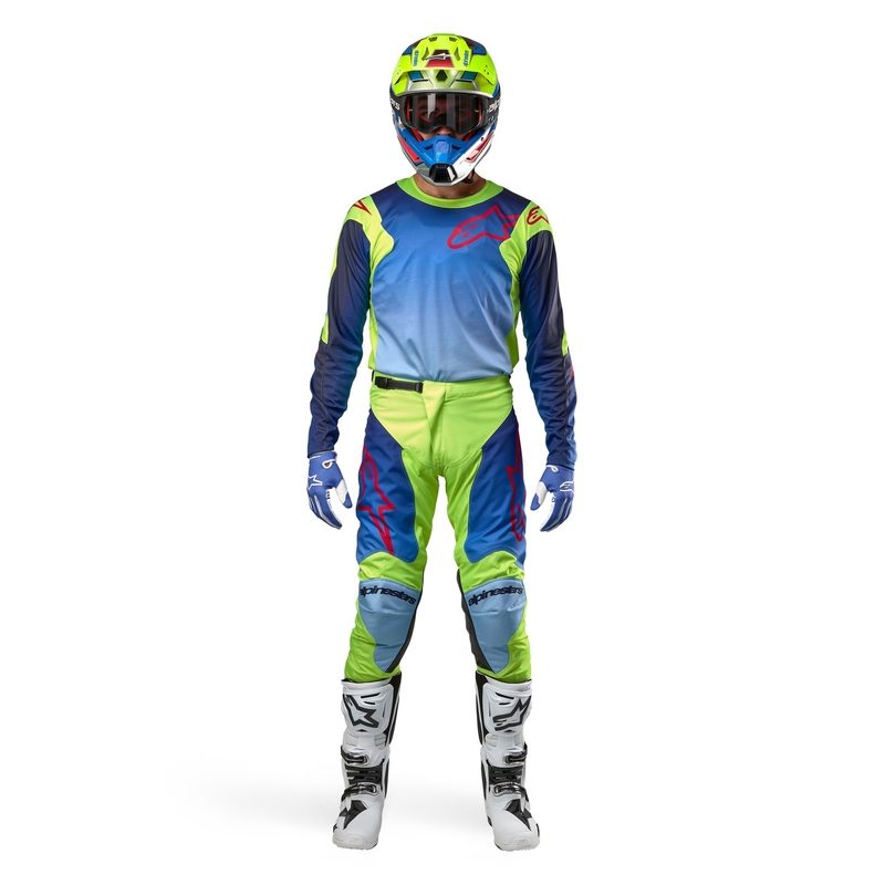 Alpinestars Racer Hoen motocross shirt fluo geel-blauw-rood
