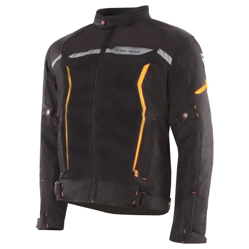 Street Racer Flex Air motorjas zwart-oranje
