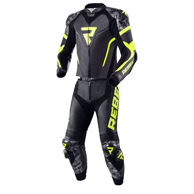 Rebelhorn Rebel Zwart-Grijs-Geel Motoroverall