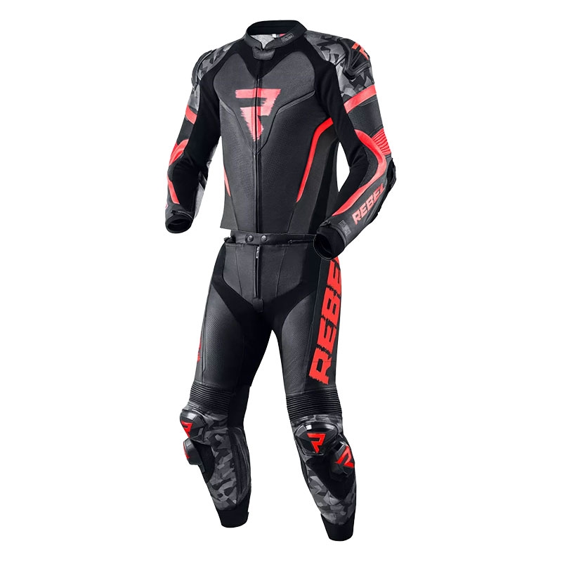 Rebelhorn Rebel fluorrode en zwarte motoroverall